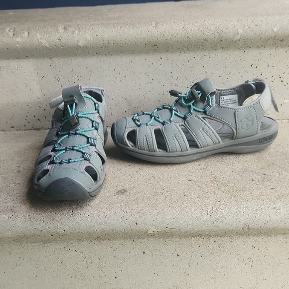 Khombu Shoes - KHOMBU  Size 8. Women's Gray and Teal Outdoor Sandals.